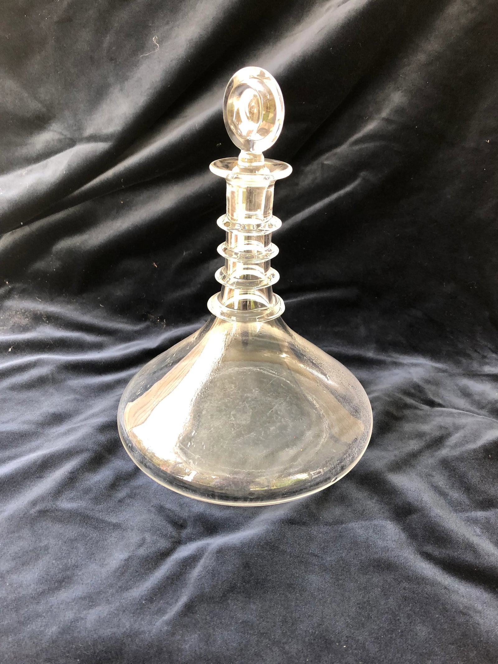 Vintage Glass Ship's Flat Bottom Decanter - 3