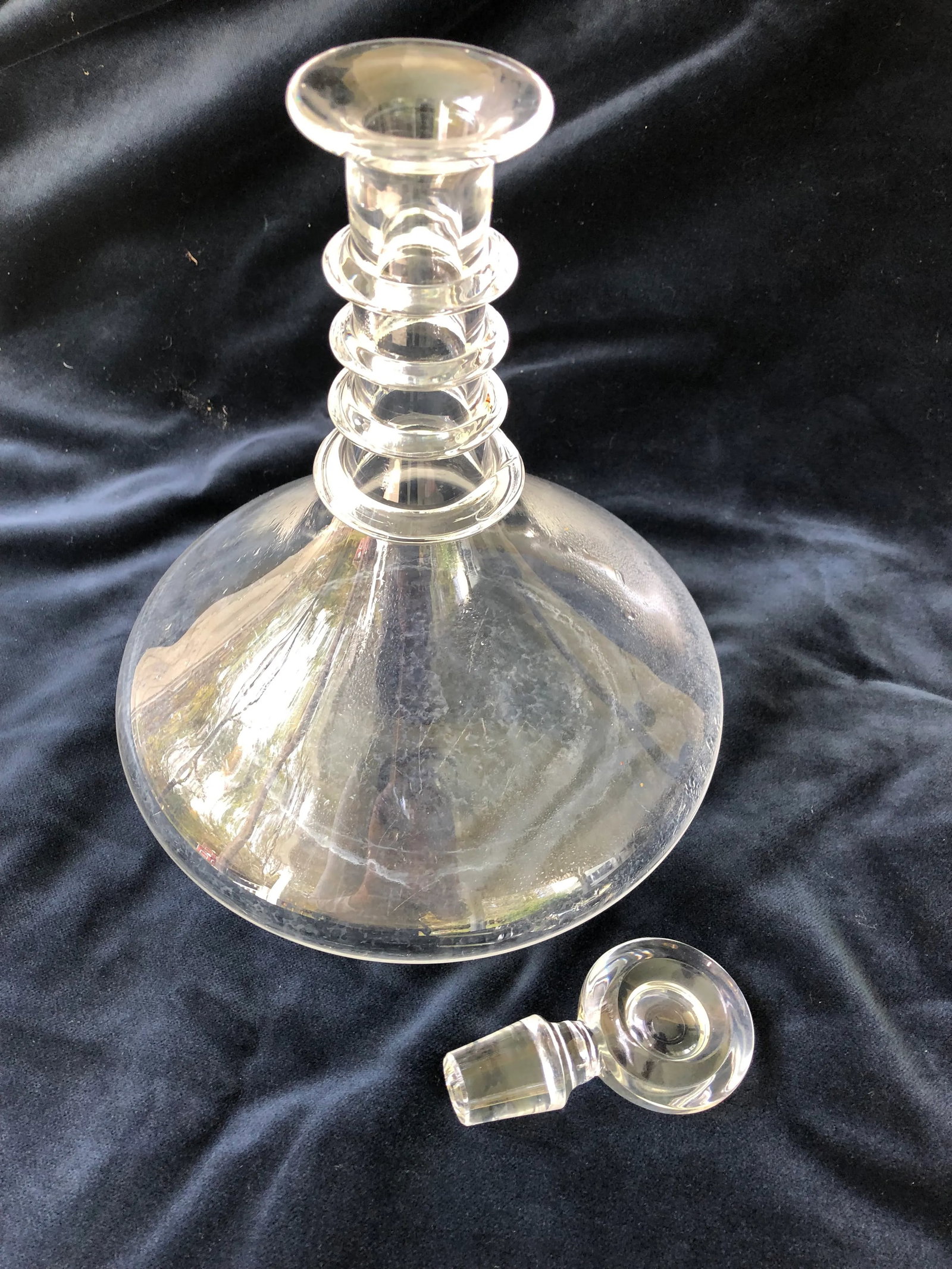 Vintage Glass Ship's Flat Bottom Decanter - 5