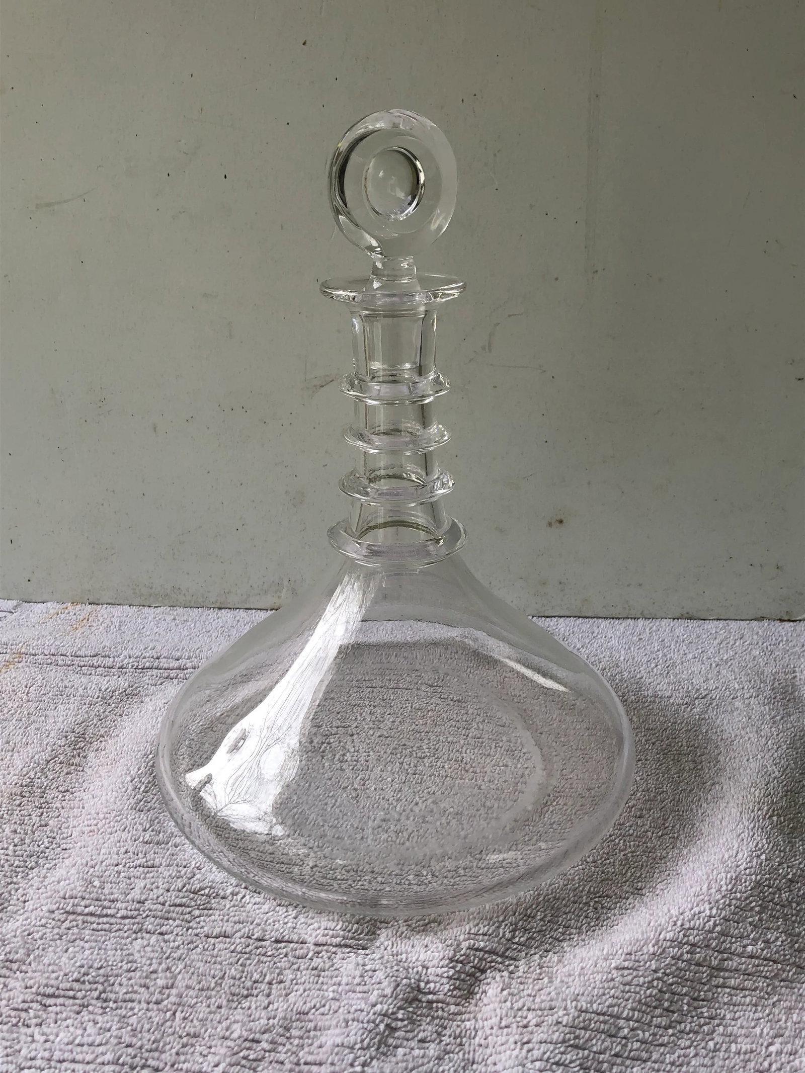 Vintage Glass Ship's Flat Bottom Decanter - 7