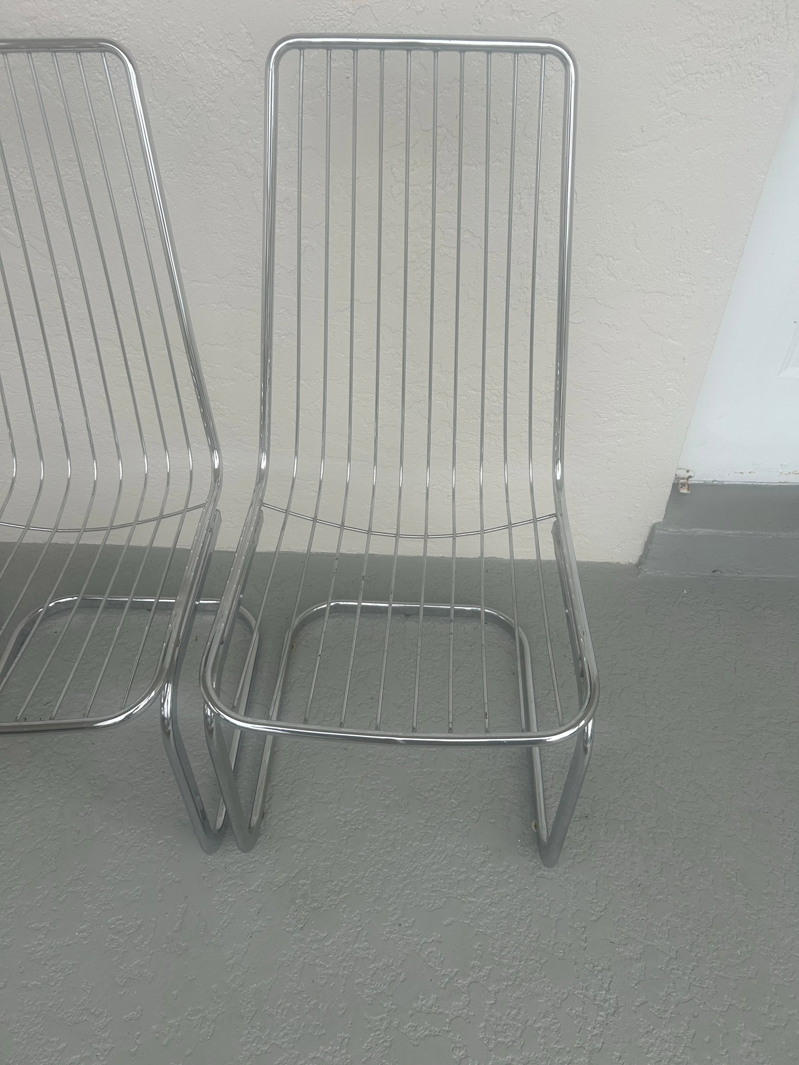 Mid Century Chrome Cantilever Dining Chairs Attributed to Gaston Rinaldi Italy, 1970's Set of 4 - 5