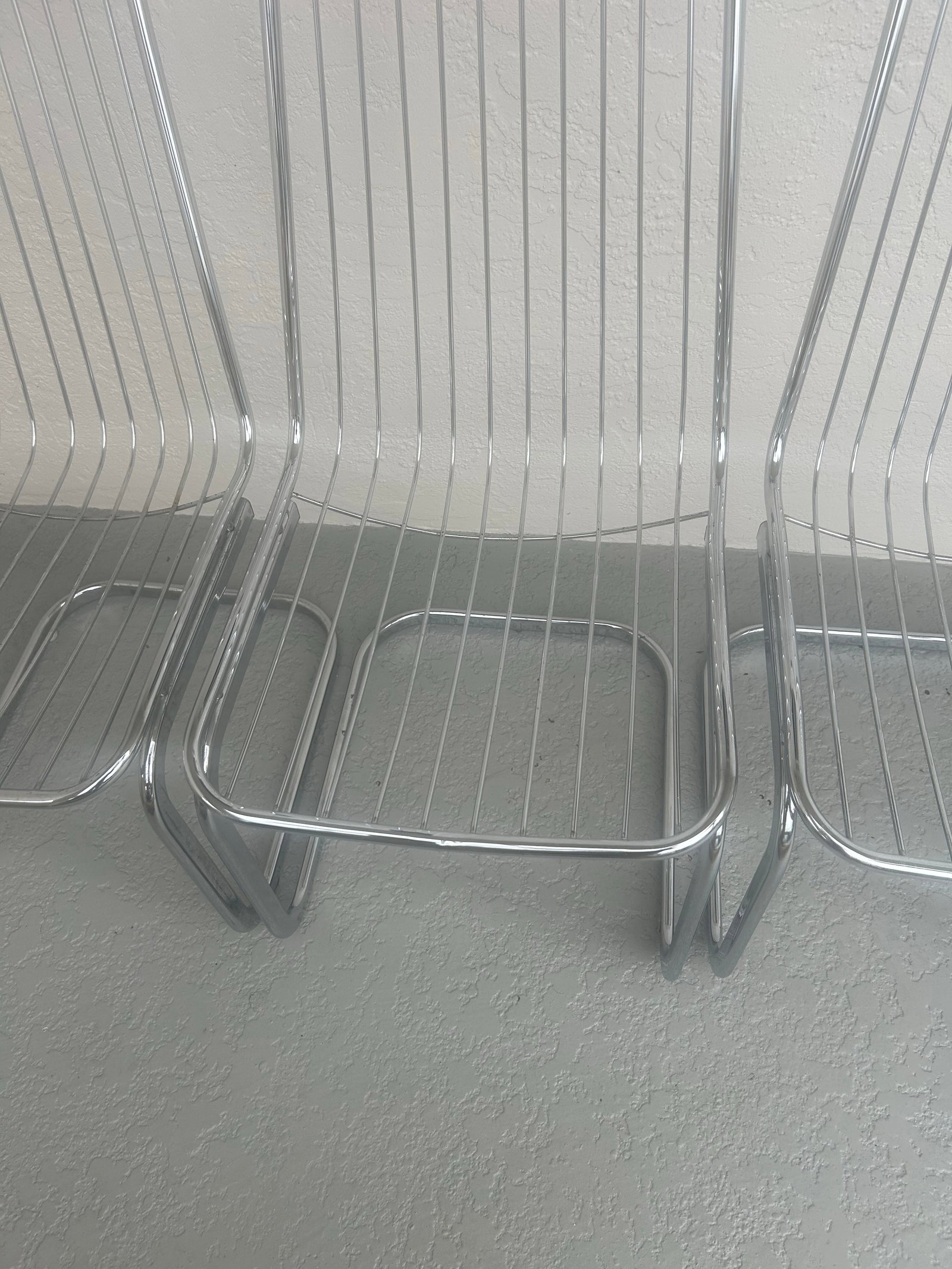 Mid Century Chrome Cantilever Dining Chairs Attributed to Gaston Rinaldi Italy, 1970's Set of 4 - 7