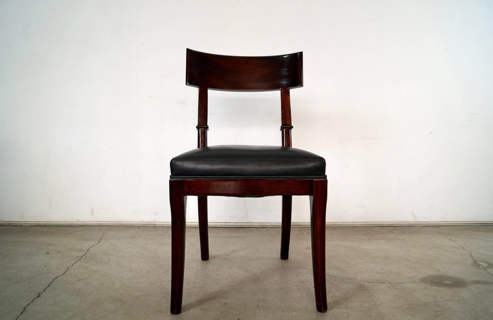 Hollywood Regency Leather Klismos Side Chair by Mirak - 2