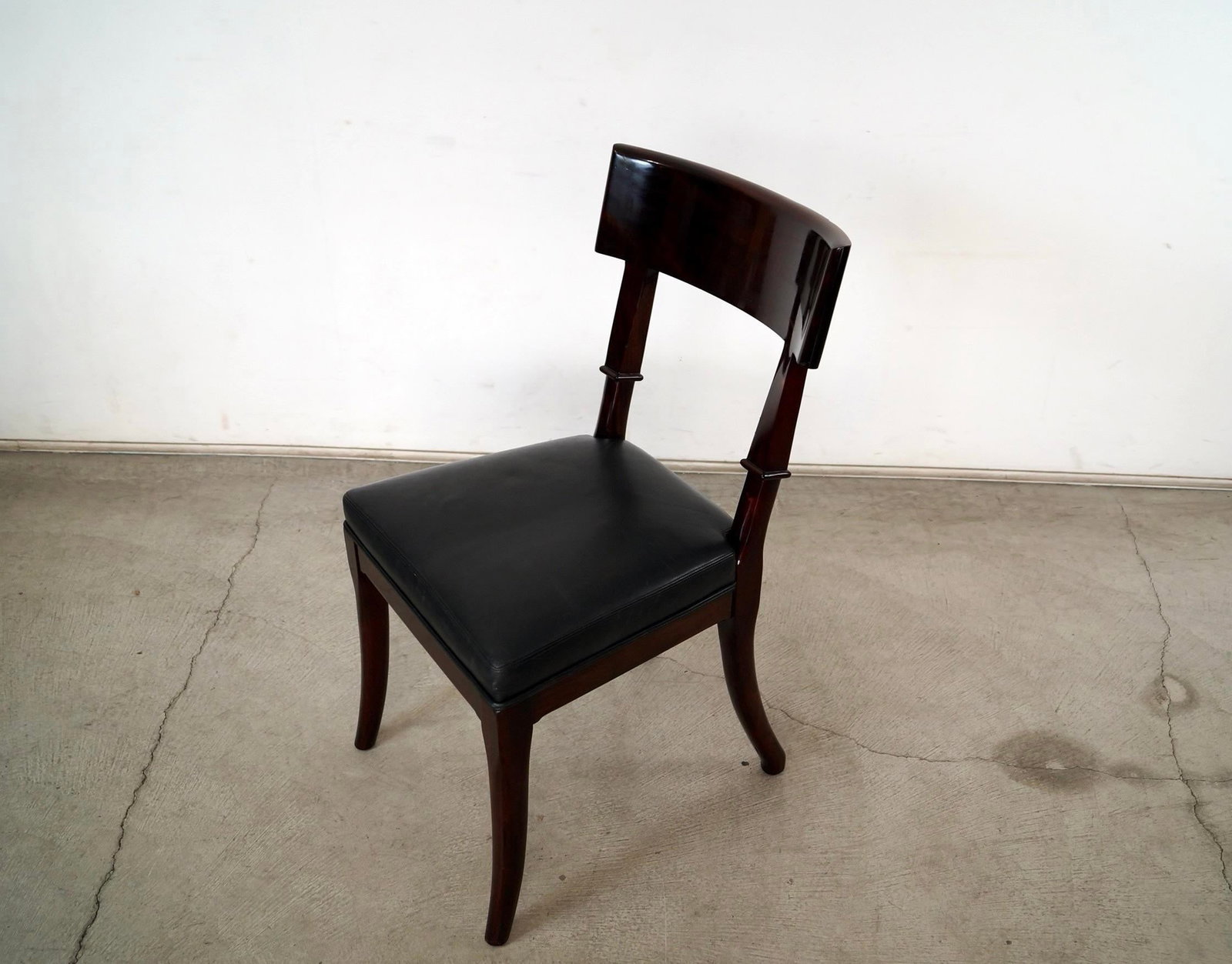 Hollywood Regency Leather Klismos Side Chair by Mirak - 4