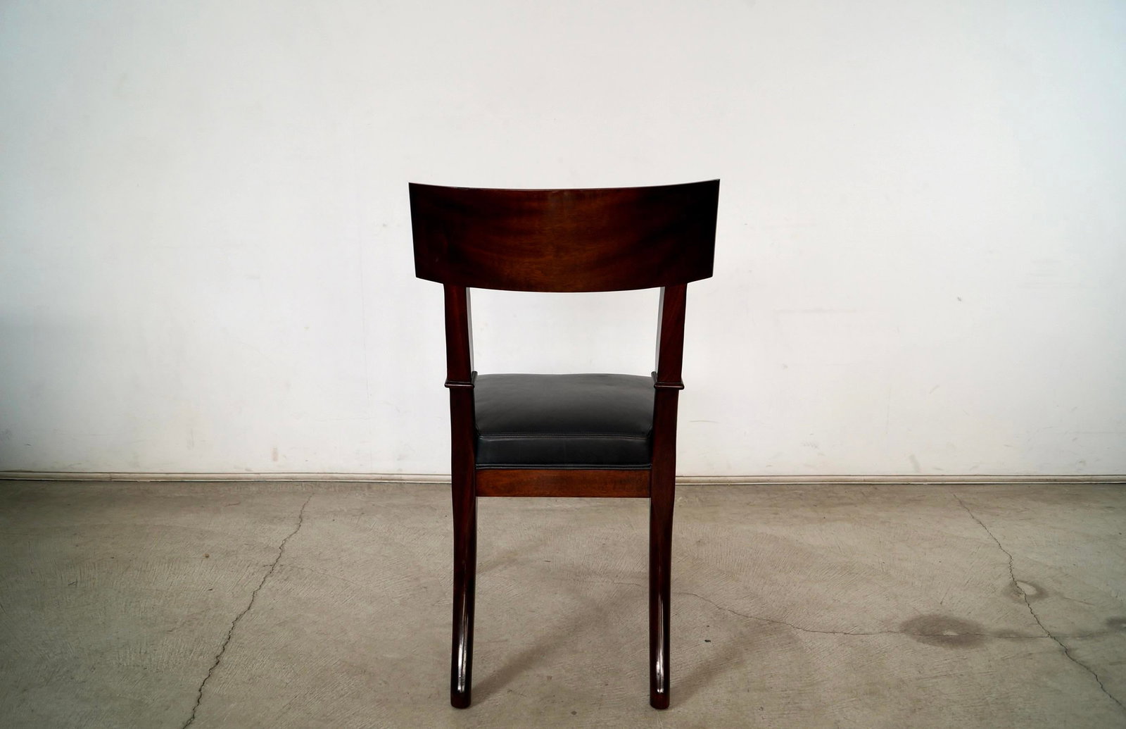 Hollywood Regency Leather Klismos Side Chair by Mirak - 5