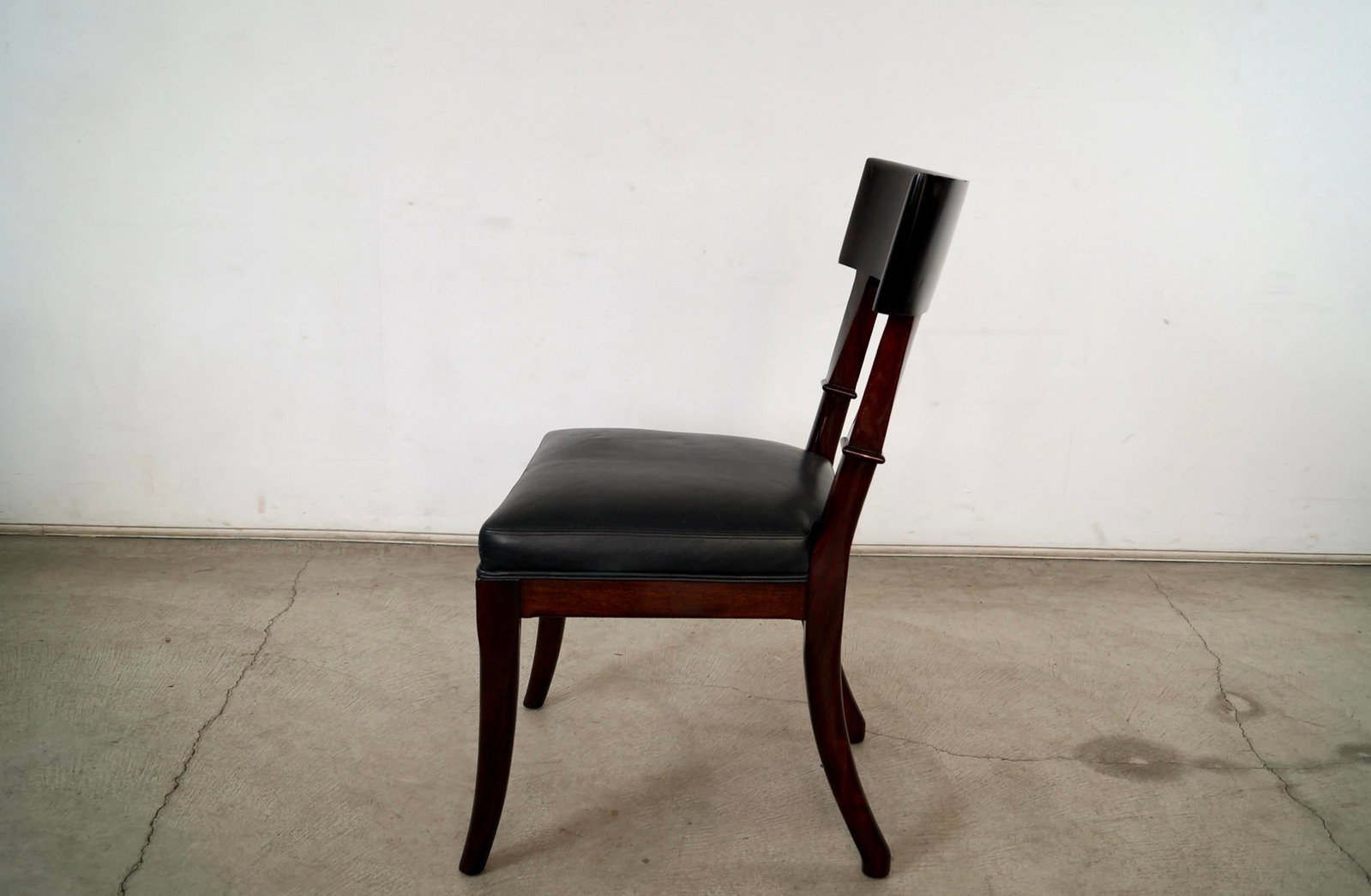 Hollywood Regency Leather Klismos Side Chair by Mirak - 6