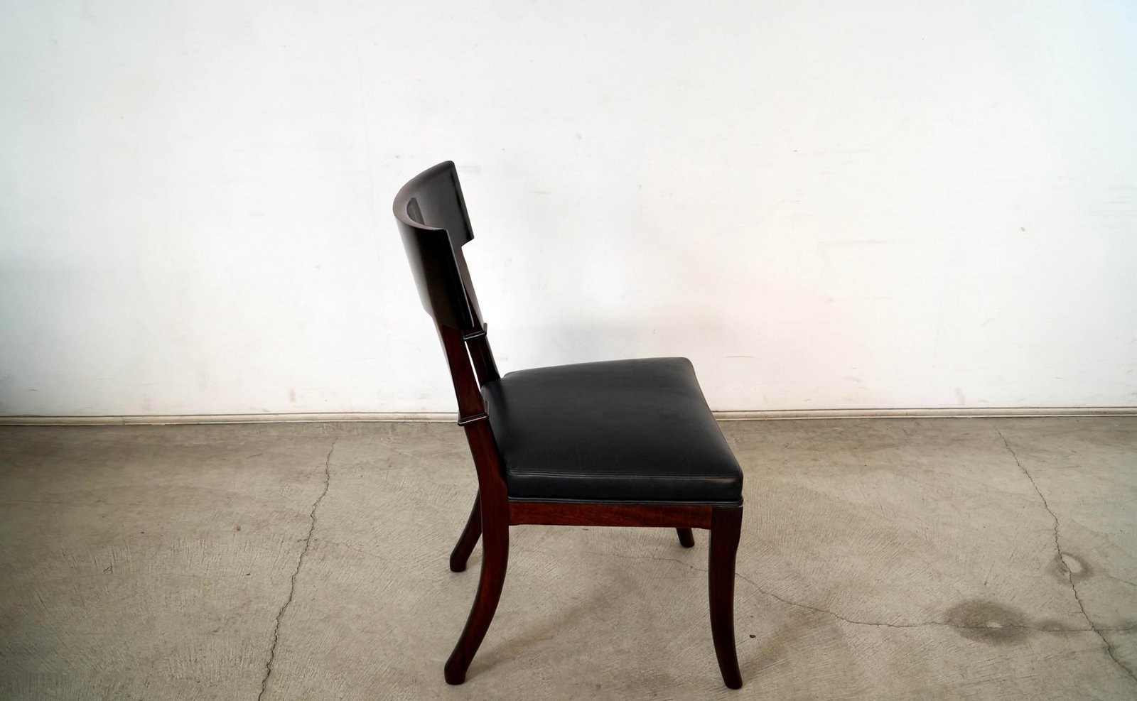 Hollywood Regency Leather Klismos Side Chair by Mirak - 7