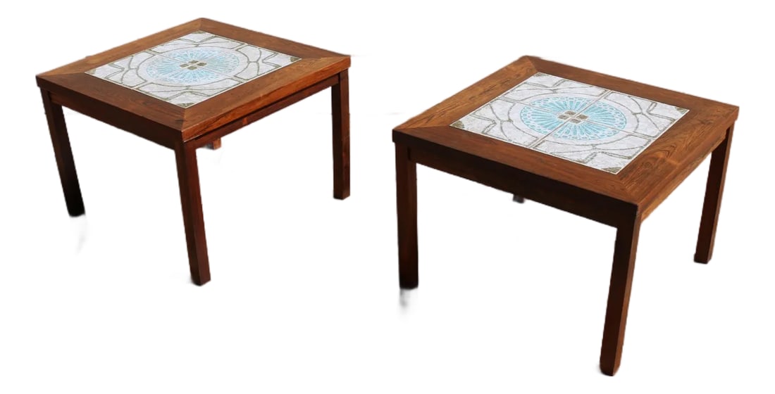 Pair of 1970s Danish Modern Rosewood Tile Top Side Tables (1 of 18)