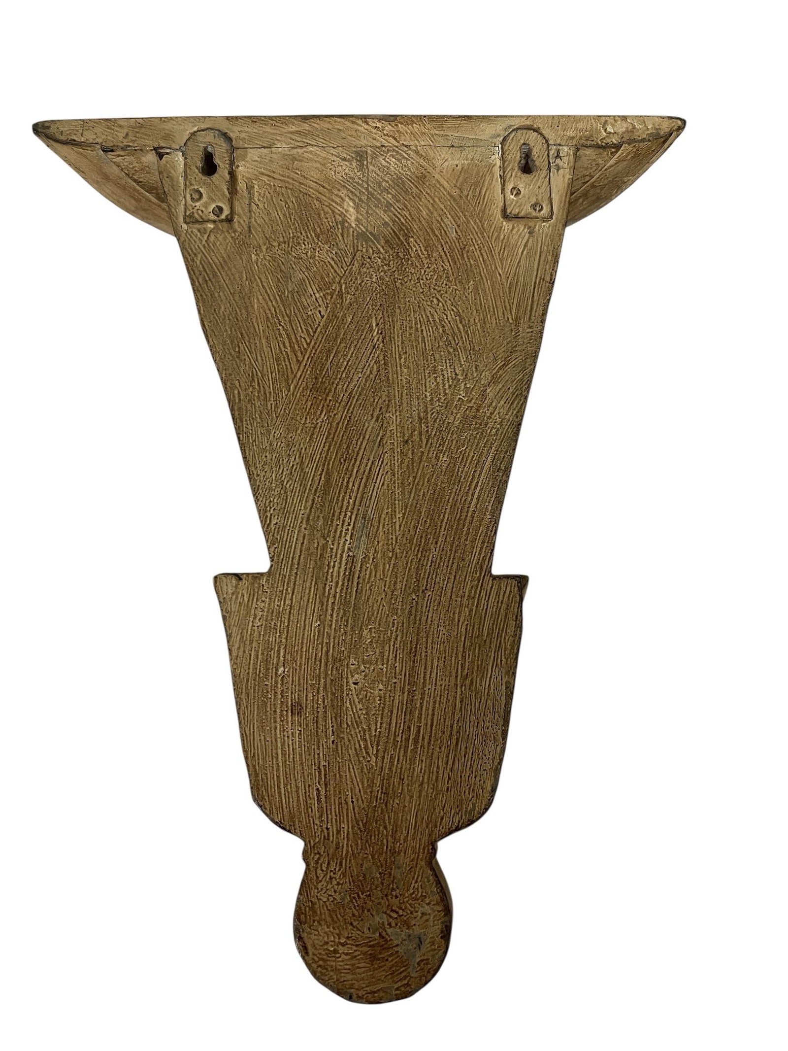 Wall Mount Ribbed Hand Carved Wood Trumpet Display Shelf Wall Bracket - 3