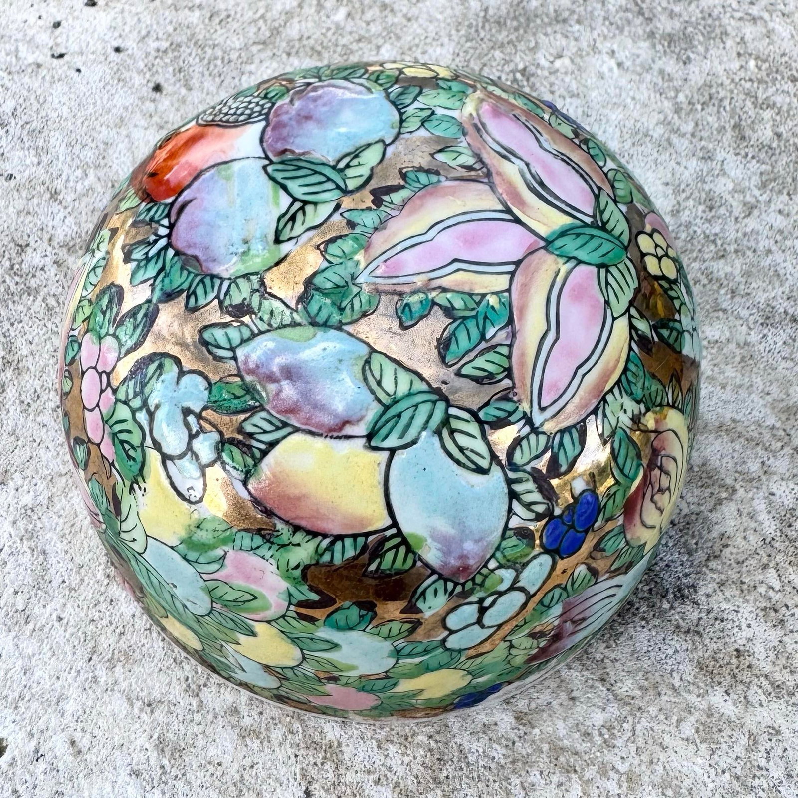 Vintage Chinese Hand Painted Multi Color Porcelain Ginger Jar - 3
