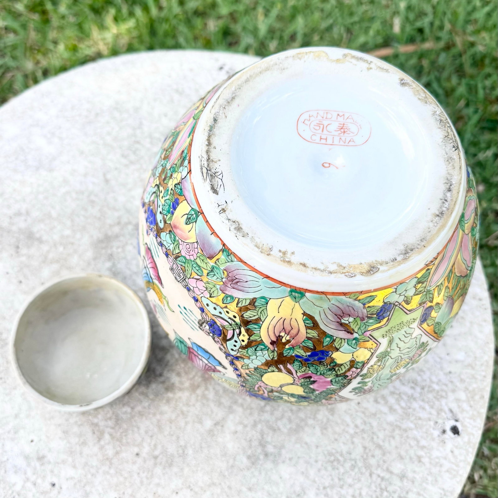Vintage Chinese Hand Painted Multi Color Porcelain Ginger Jar - 4