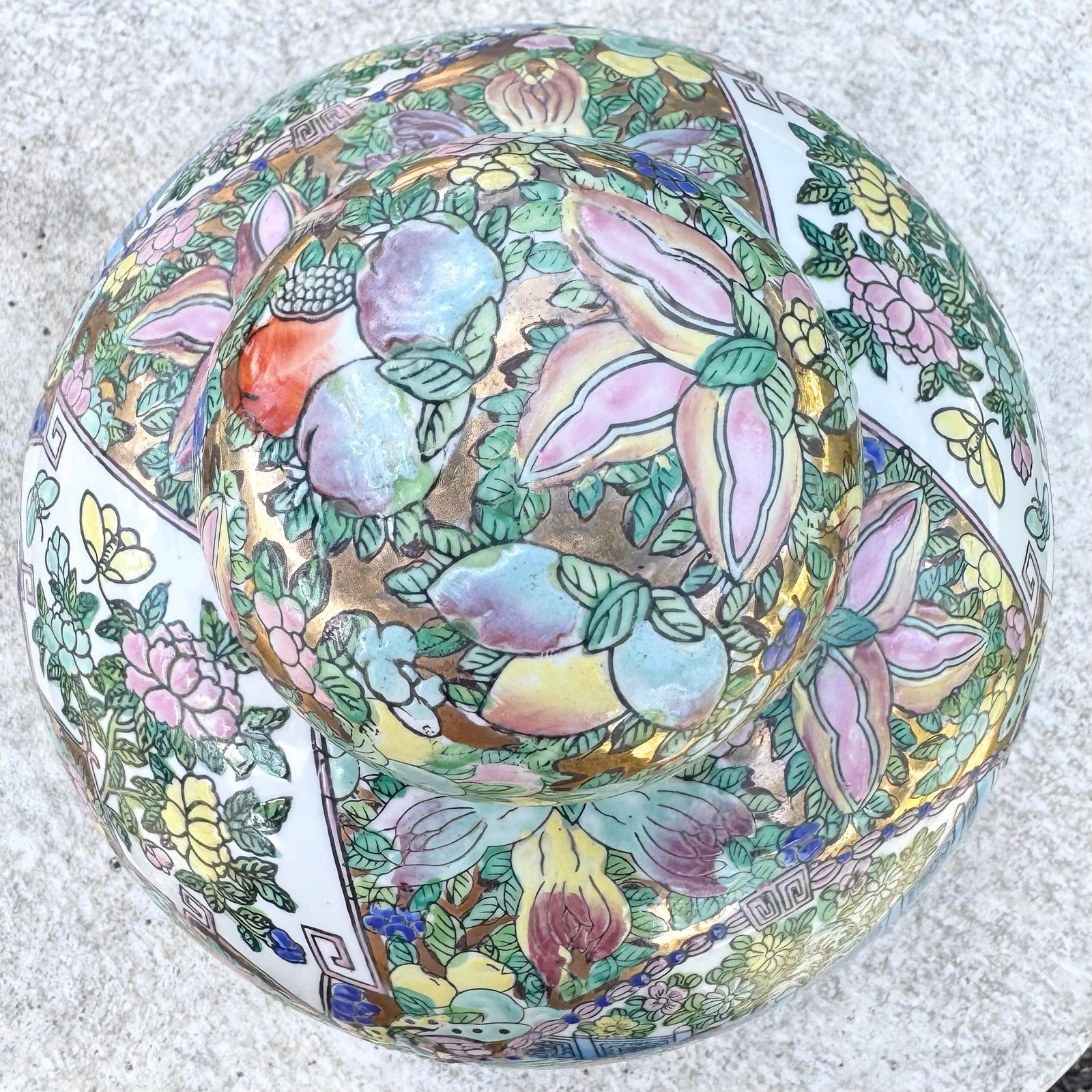 Vintage Chinese Hand Painted Multi Color Porcelain Ginger Jar - 5