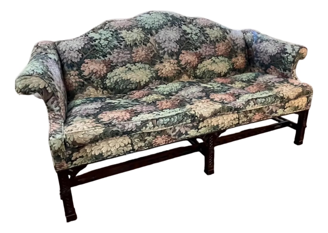1980s Henredon Natchez Historic Collection Stretch Carved Mahogany Base Sofa (1 of 10)