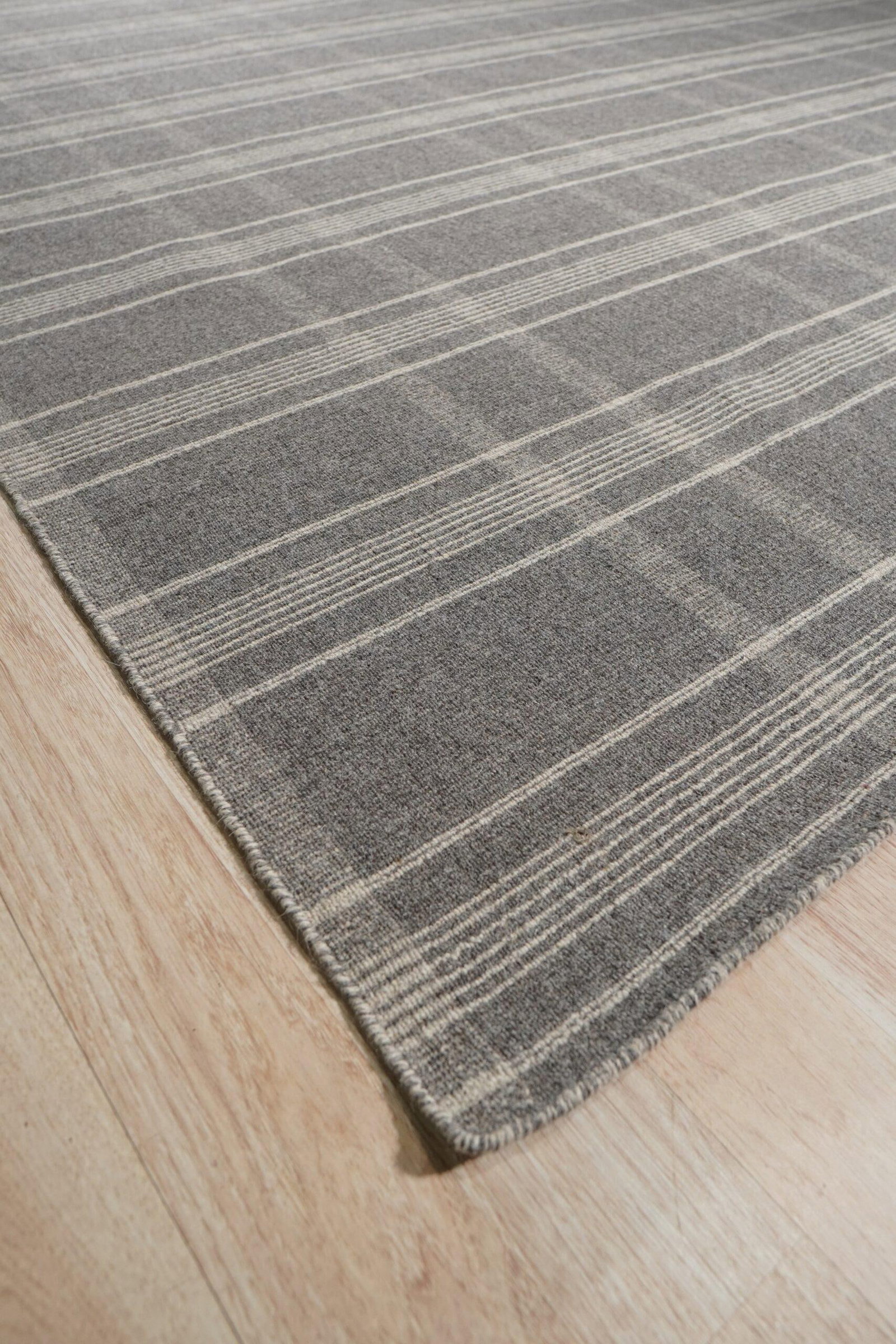 5x8 Graceful Quinn Gray Geometric Modern Flatweave Wool Carpet Rug - 3