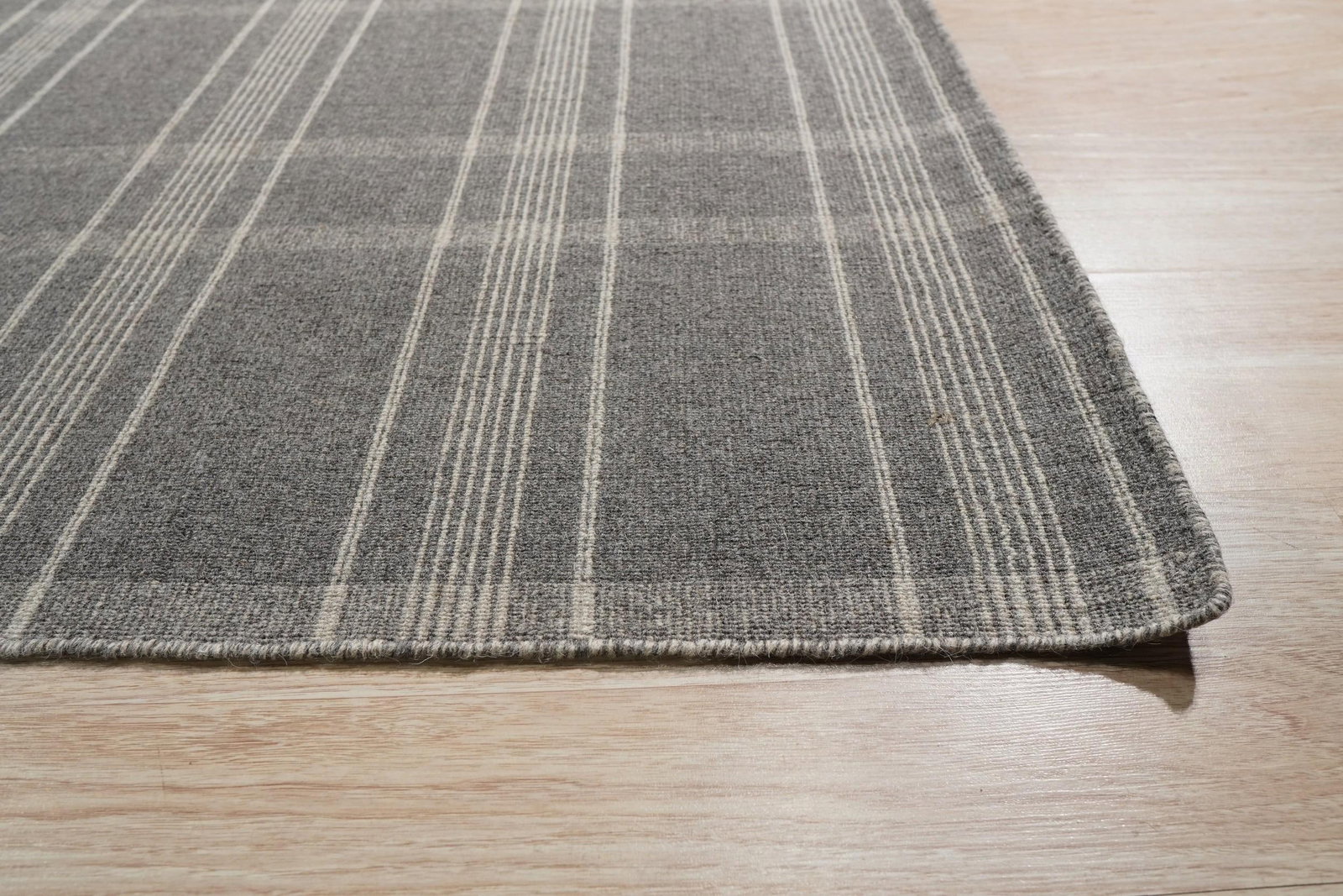 5x8 Graceful Quinn Gray Geometric Modern Flatweave Wool Carpet Rug - 4