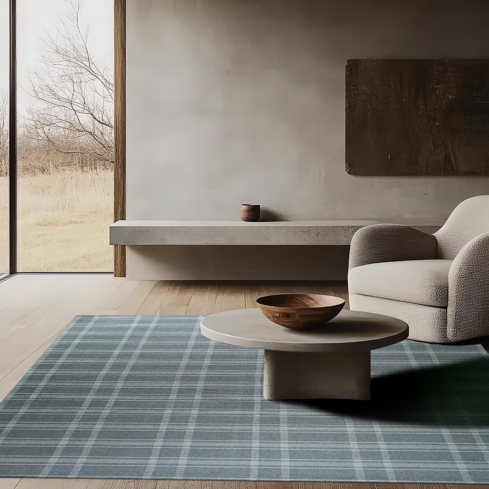 5x8 Graceful Quinn Gray Geometric Modern Flatweave Wool Carpet Rug - 5