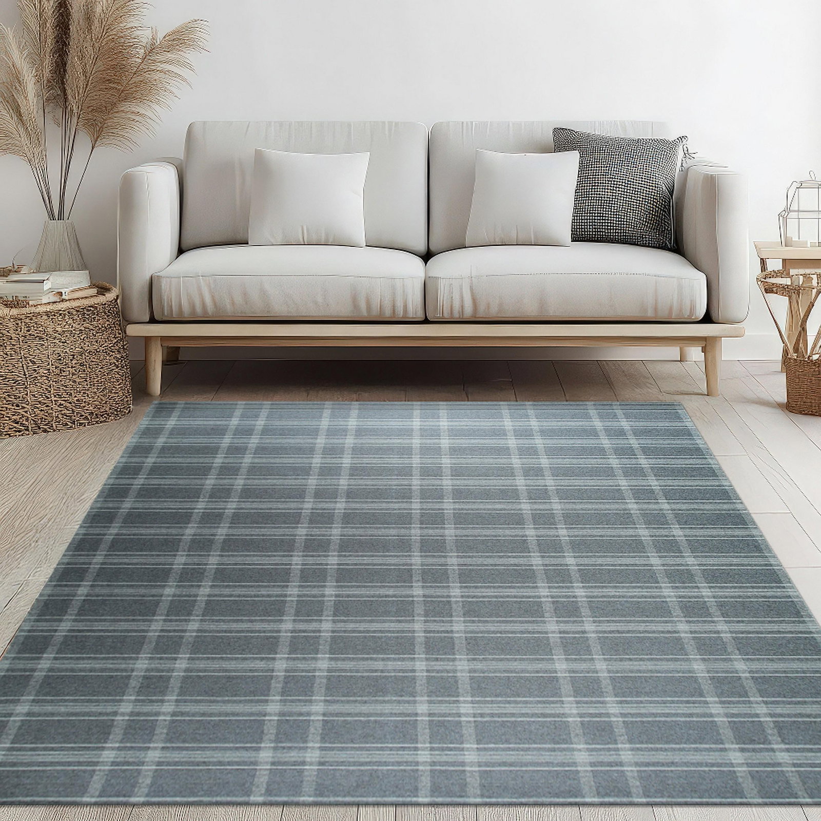 5x8 Graceful Quinn Gray Geometric Modern Flatweave Wool Carpet Rug - 9