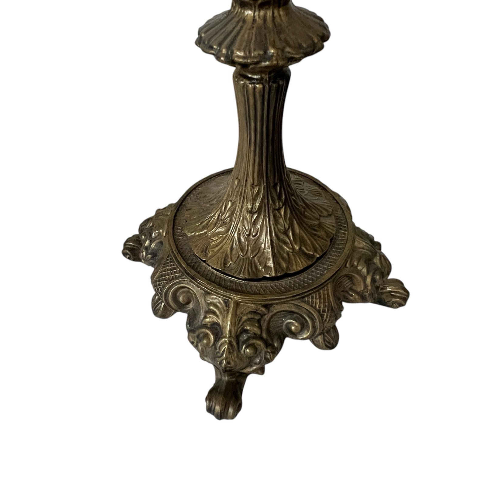 Mid 20th Century Gilt Metal Footed Baroque Style Lamps and Shades - A Pair - 10