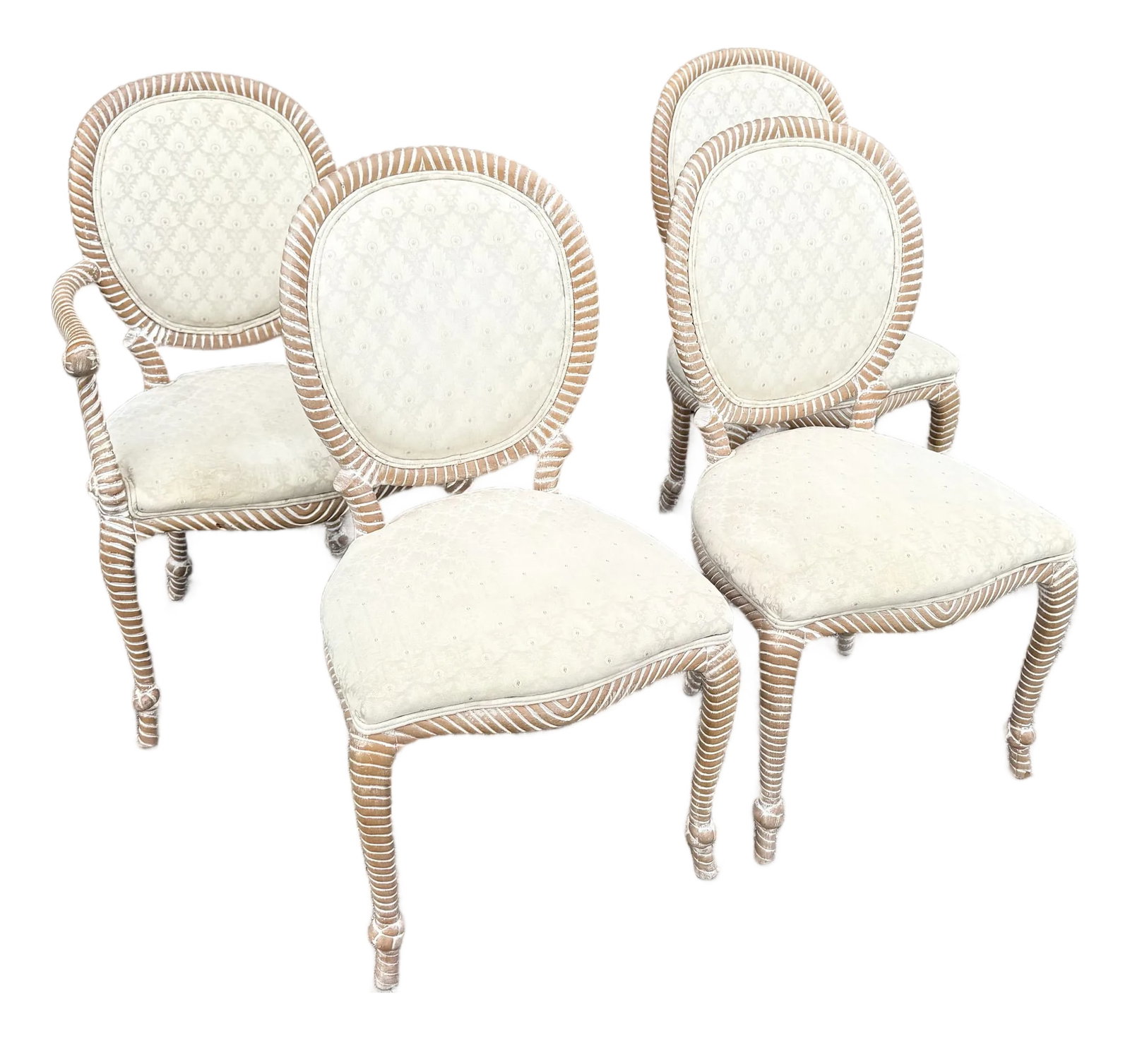 Vintage French Provincial Carved Rope Dining Chairs - Set of 4 (1 of 9)