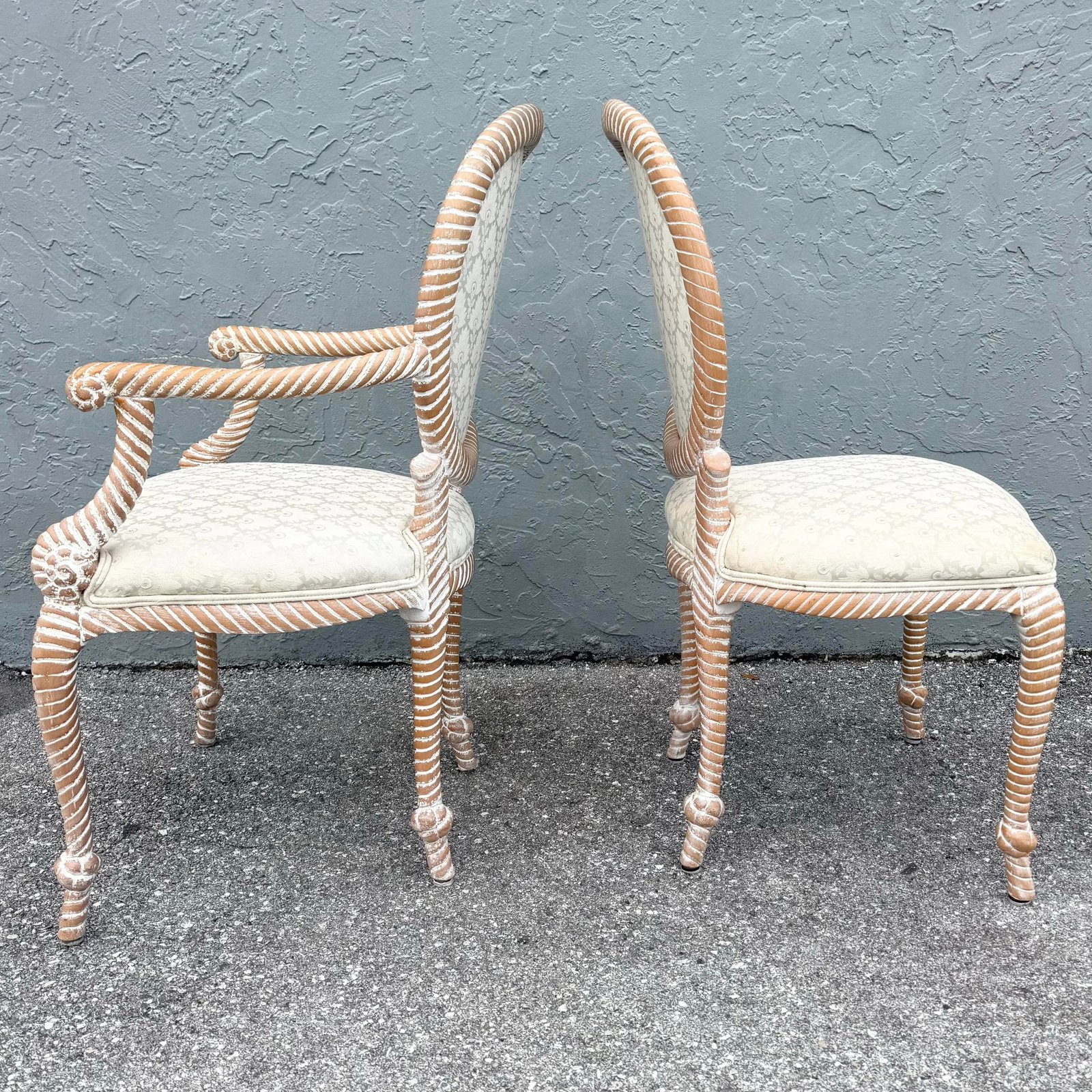Vintage French Provincial Carved Rope Dining Chairs - Set of 4 - 3