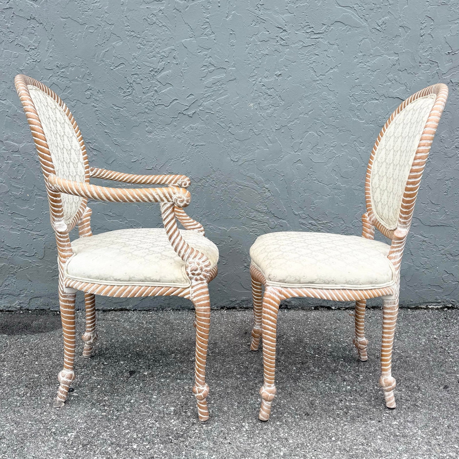 Vintage French Provincial Carved Rope Dining Chairs - Set of 4 - 4