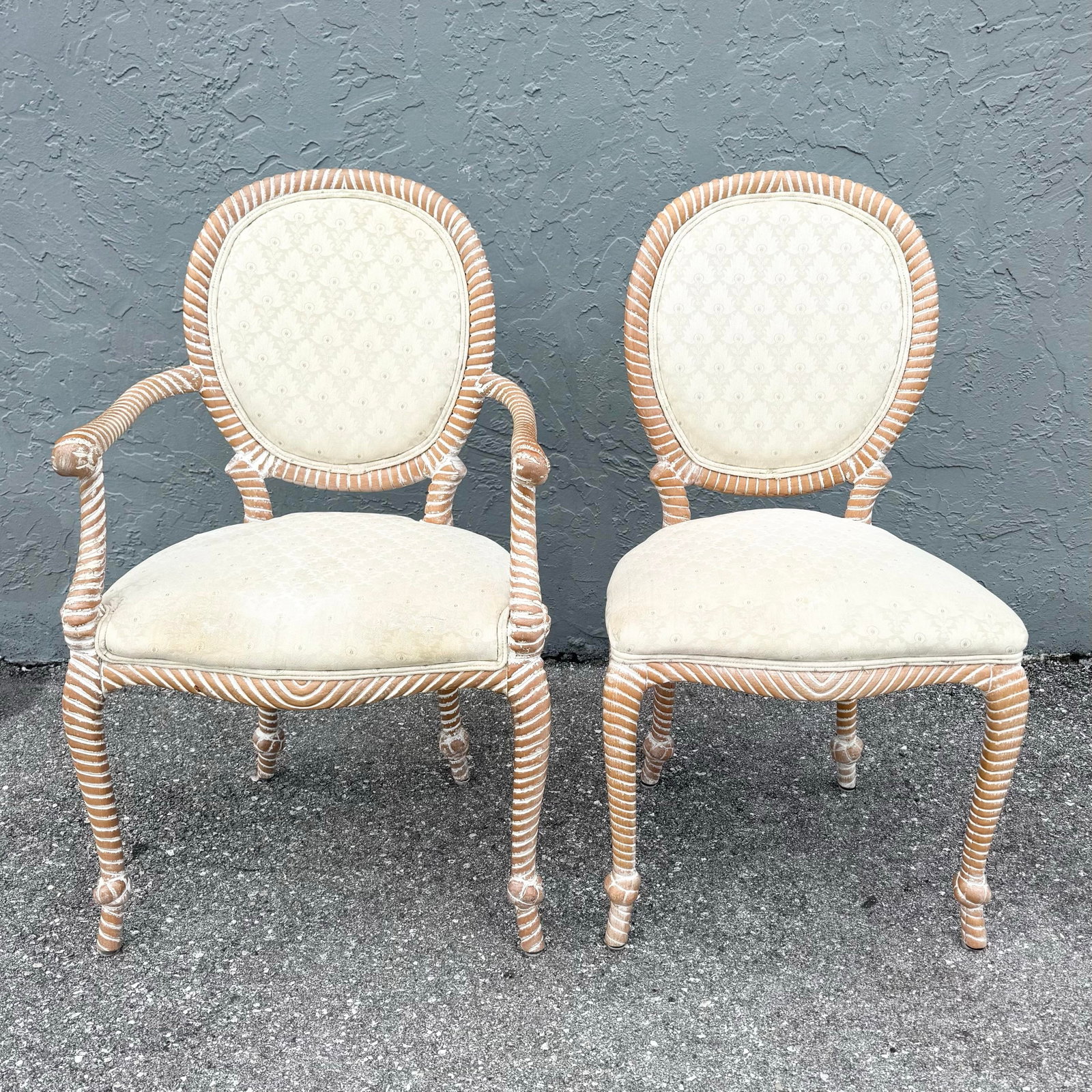 Vintage French Provincial Carved Rope Dining Chairs - Set of 4 - 5