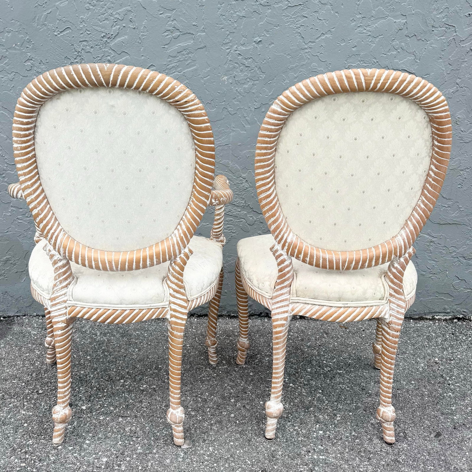 Vintage French Provincial Carved Rope Dining Chairs - Set of 4 - 6