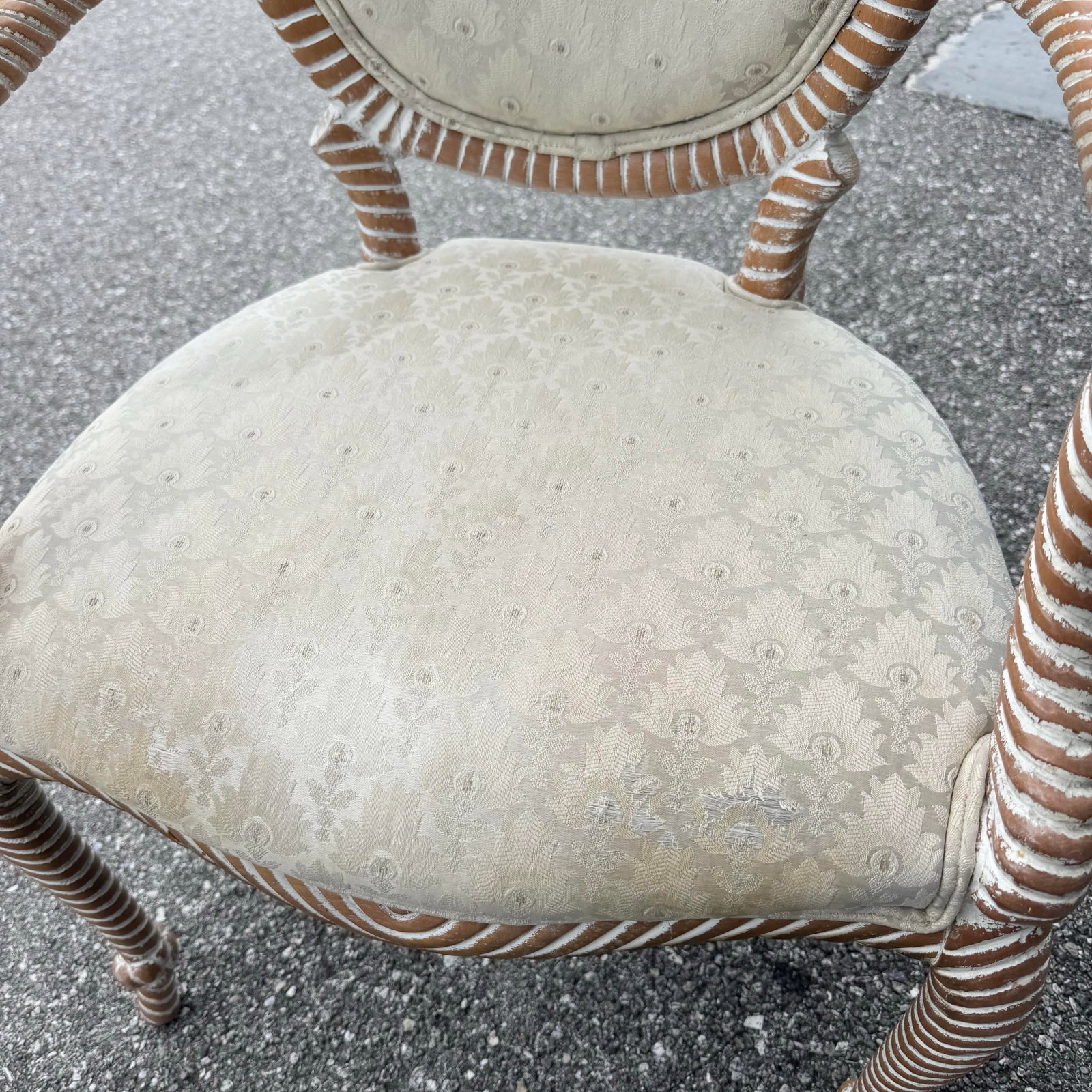 Vintage French Provincial Carved Rope Dining Chairs - Set of 4 - 8
