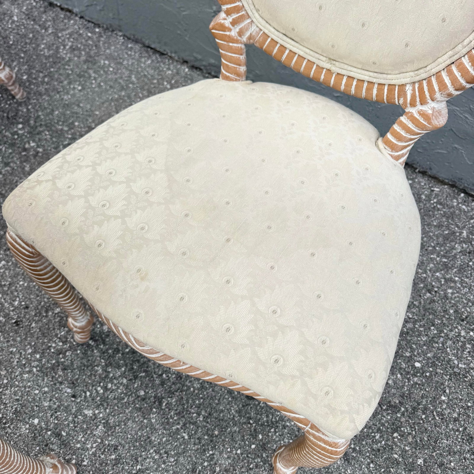 Vintage French Provincial Carved Rope Dining Chairs - Set of 4 - 9
