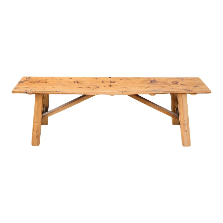 Vintage Rustic Pine Bench With Trestle Base (1 of 11)
