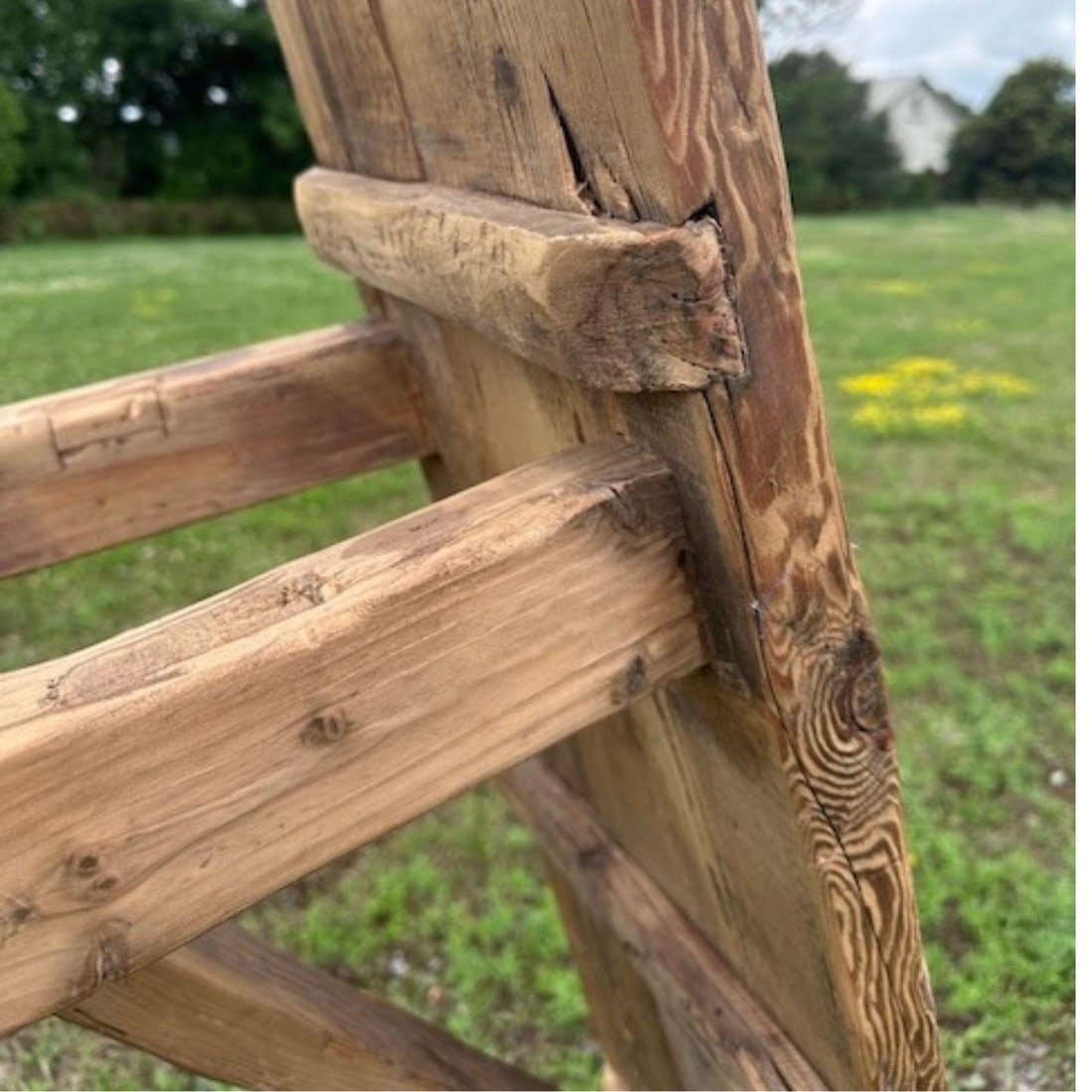 Vintage Rustic Pine Bench With Trestle Base - 6