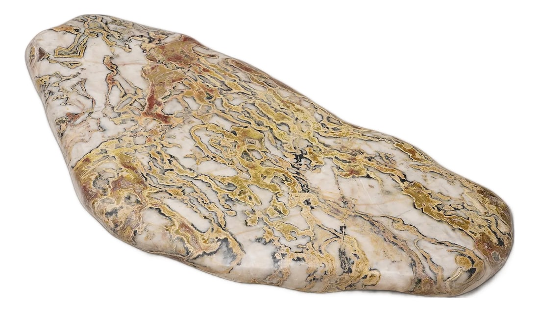 Chinese Meditation Serving Stone: Sculptural and unusual stone formations have long been fixtures of the Chinese scholars' studio, displayed as sources of beauty and creative inspiration. Known as scholars' rocks (gongshi), such