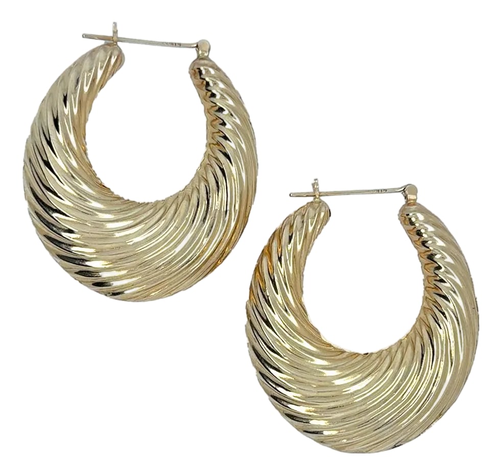 14k Yellow Gold Twisted Hoop Earrings, A Pair: 14k Yellow Gold earrings. Twisted hoop design. Total weight 7.95 g. Condition: Alterations: Original Condition Unaltered Imperfections: Some Imperfections Condition Notes: Good Origin: United States