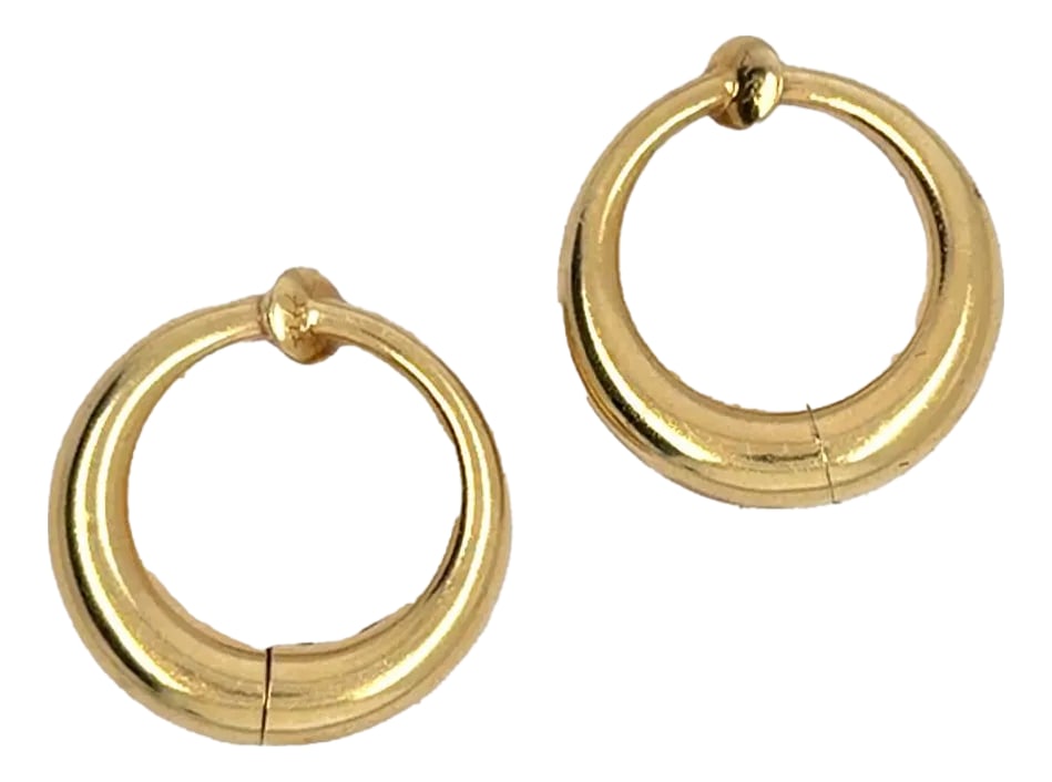Late 20th Century 14k Yellow Gold Hoop Earrings: 14k Yellow Gold Hoop Earrings. 8.72 grams. Condition: Alterations: Original Condition Unaltered Imperfections: Some Imperfections Condition Notes: Good Origin: United States Materials &