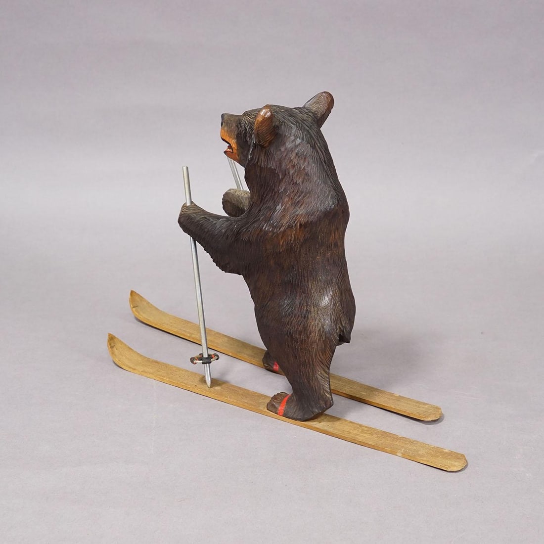 Antique Carved Black Forest Skiing Bear, Brienz Switzerland Ca. 1930 - 2