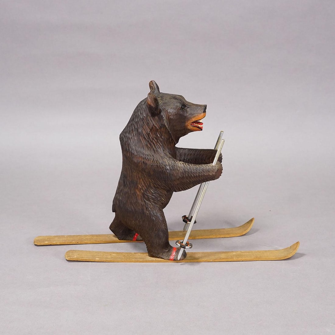 Antique Carved Black Forest Skiing Bear, Brienz Switzerland Ca. 1930 - 3