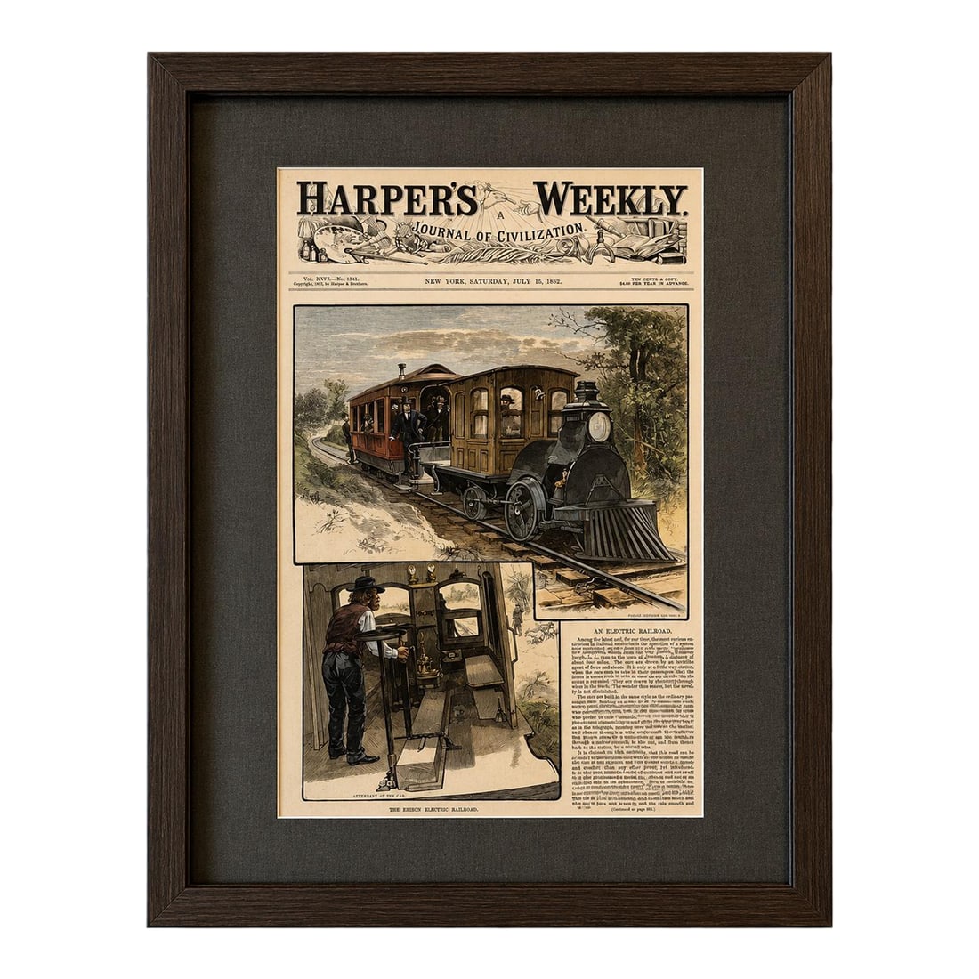 Thomas Edison & the First Electric Railroad – Menlo Park, New Jersey, Harper's Weekly, 1882 (1 of 4)