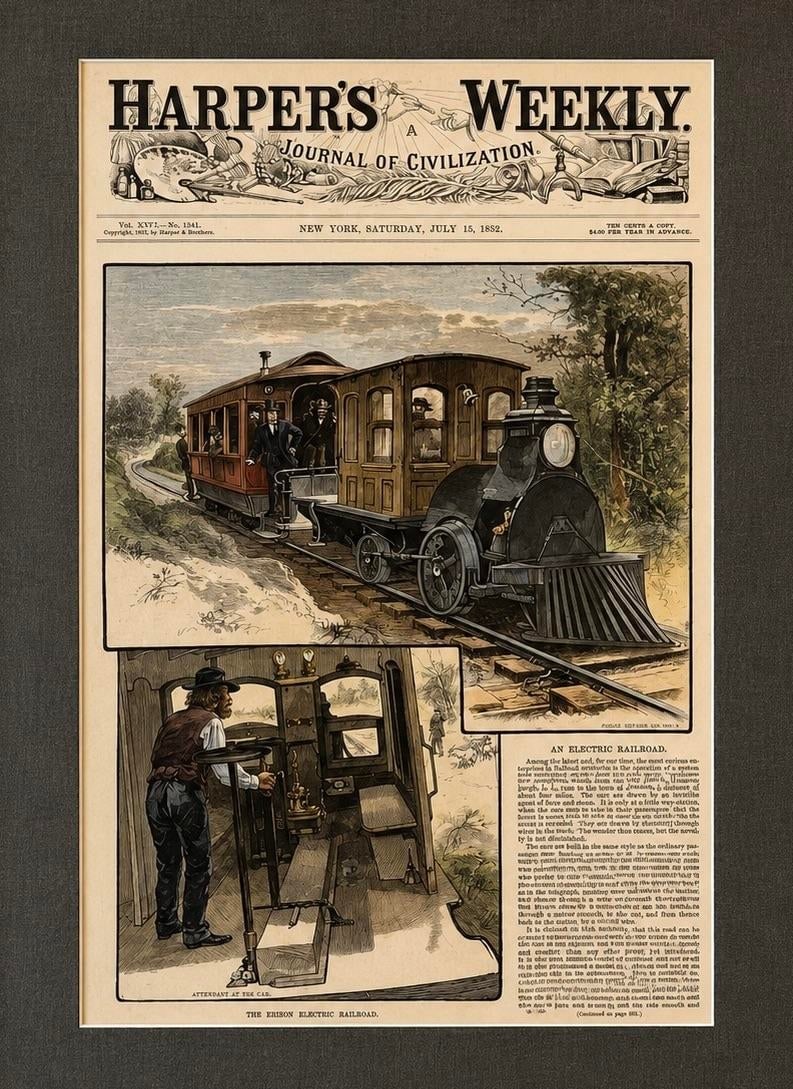 Thomas Edison & the First Electric Railroad – Menlo Park, New Jersey, Harper's Weekly, 1882 - 2