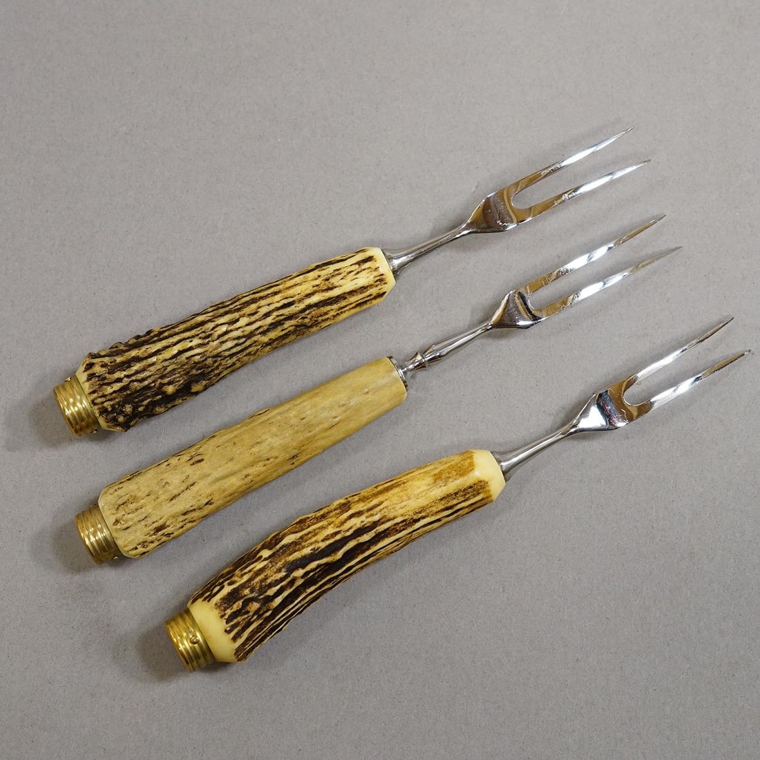 Vintage Stainless Steel and Horn Cutlery Serving Forks, Wingen 1960s - 2