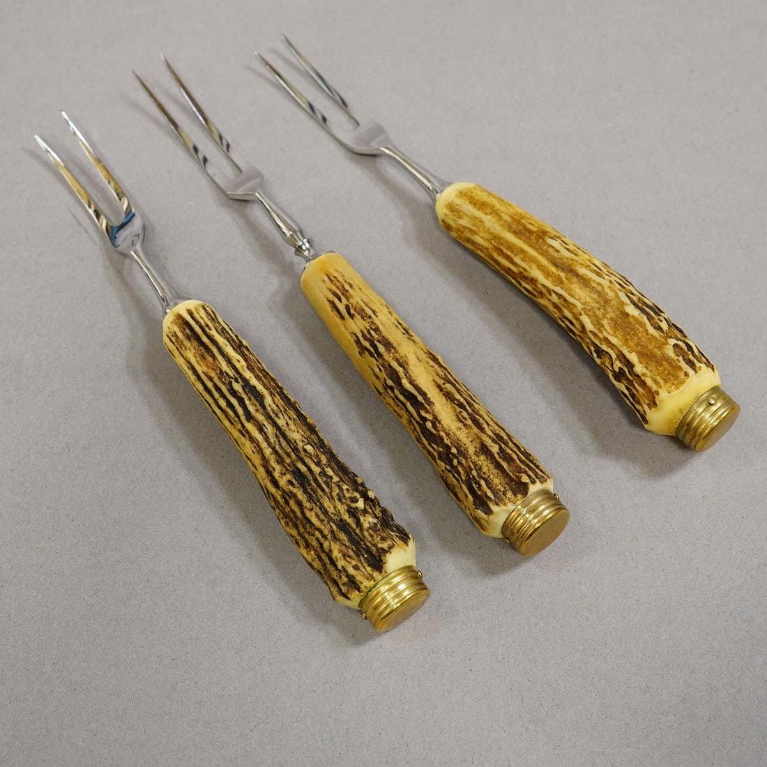 Vintage Stainless Steel and Horn Cutlery Serving Forks, Wingen 1960s - 3