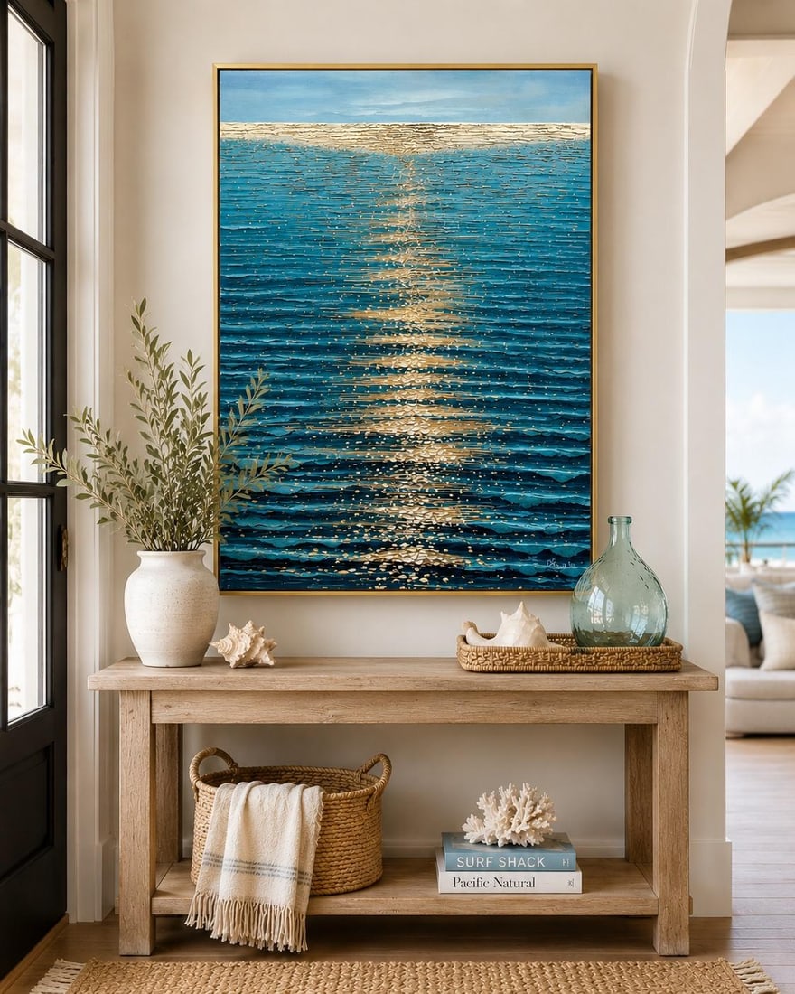 Ocean Shimmer "” Seascape Original Oil Painting, Unstretched, by Samuel H. (24" X 36") - 3