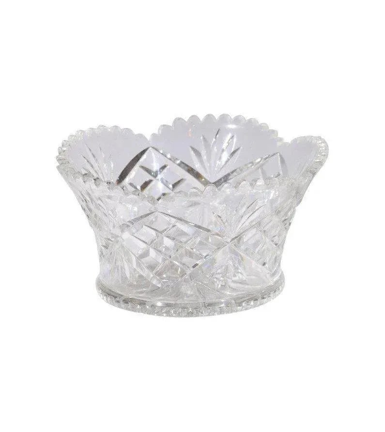 Circa 1900 English Cut Crystal Bowl with Scalloped Top and Diamond Motifs - 12