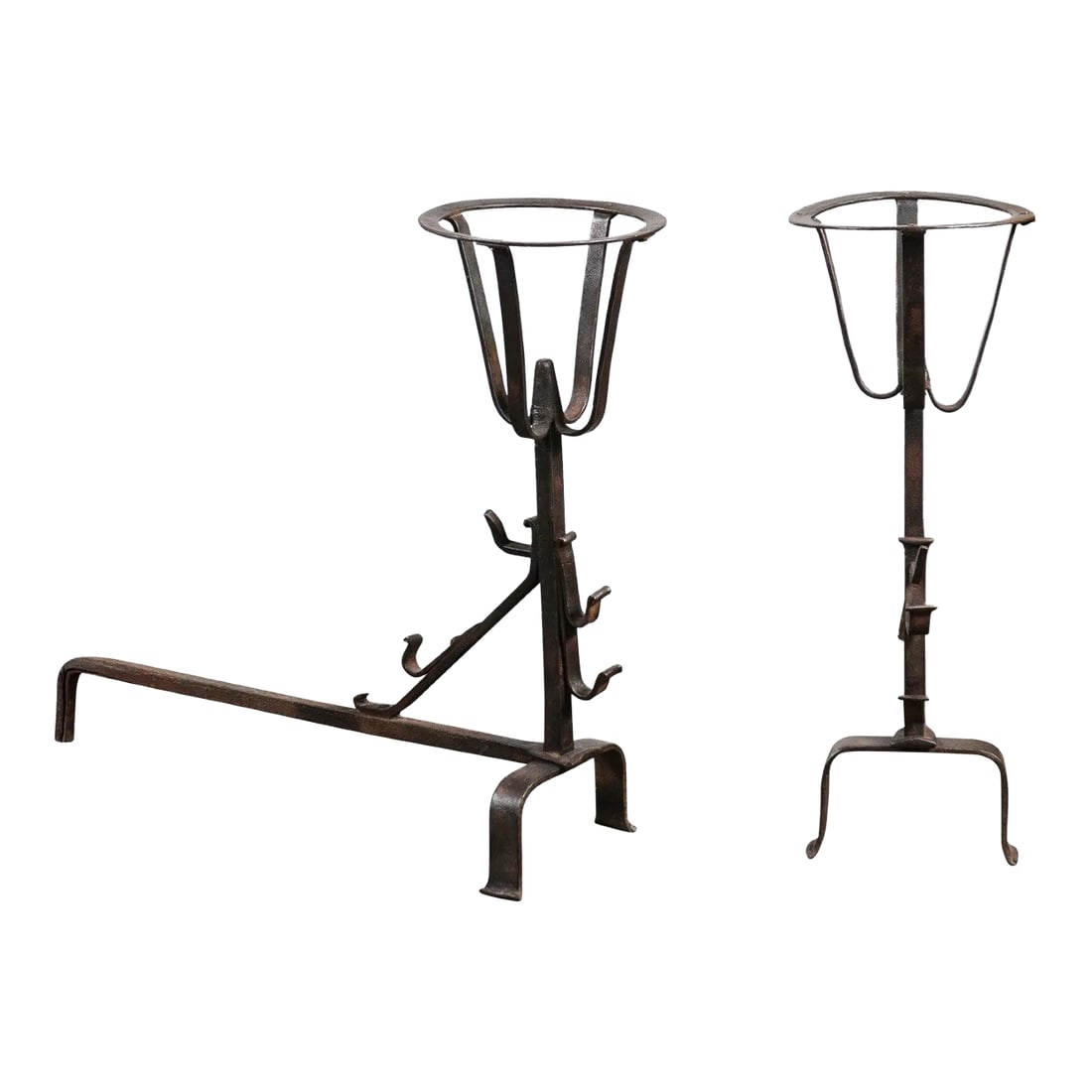 French 1870s Napoléon III Period Andirons with Circular Tops - a Pair (1 of 13)