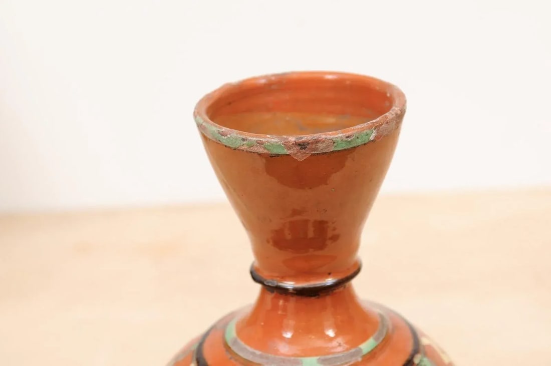 French 19th Century Jaspe Pottery Wine Serving Jug with Rust Glaze, Wavy Décor - 6