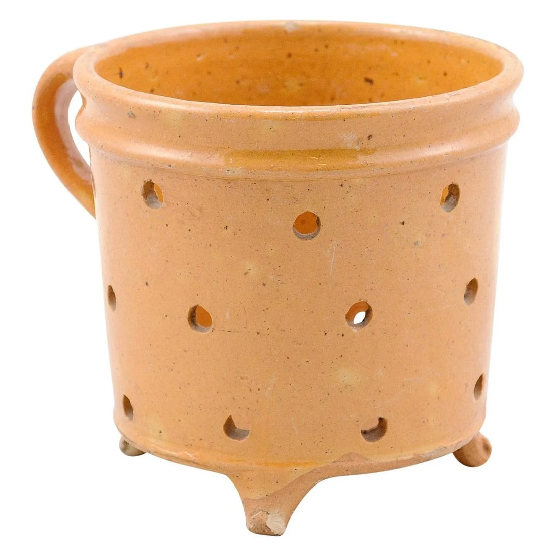 Rustic French 19th Century Pottery Vegetable Steamer with Yellow Glaze - 12