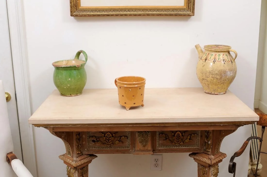 Rustic French 19th Century Pottery Vegetable Steamer with Yellow Glaze - 4