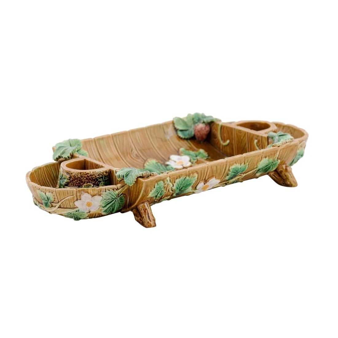 English 19th George Jones Majolica Serving Tray with Strawberries and Flowers - 13