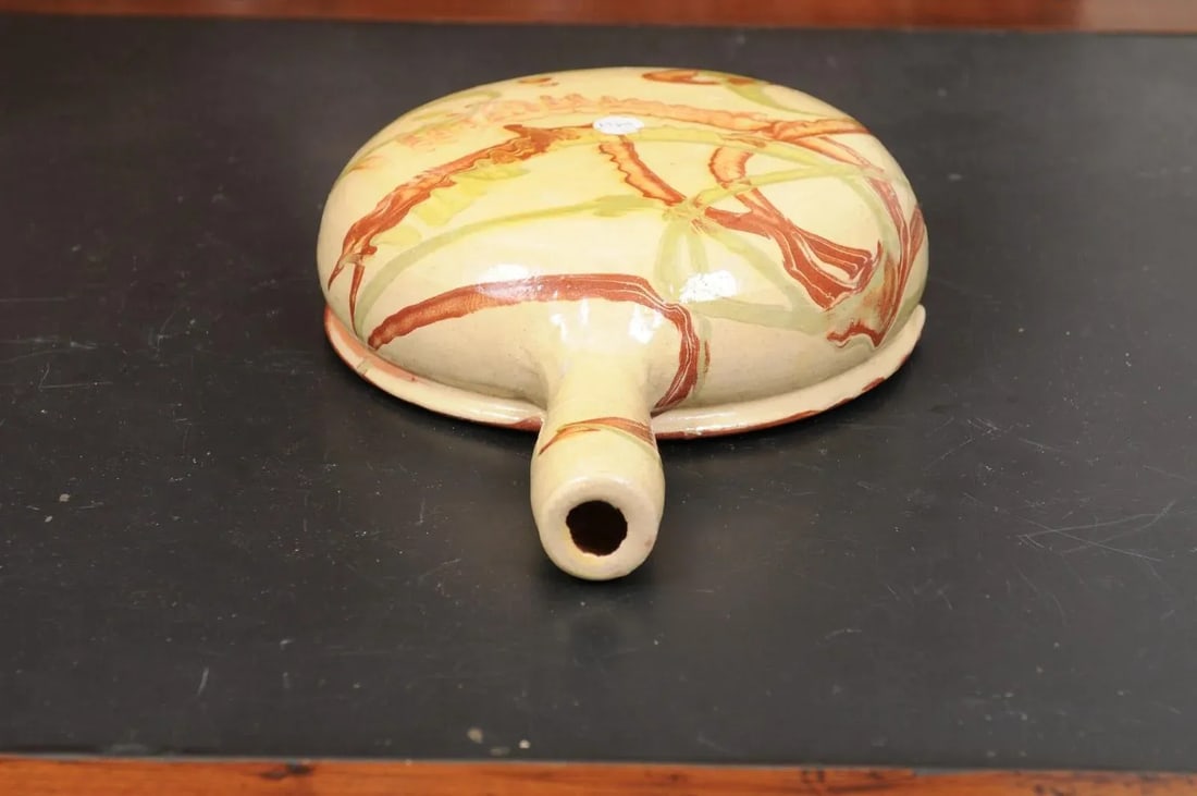 French 19th Century Glazed Pottery Serving Dish with Terracotta and Gold Glaze - 11