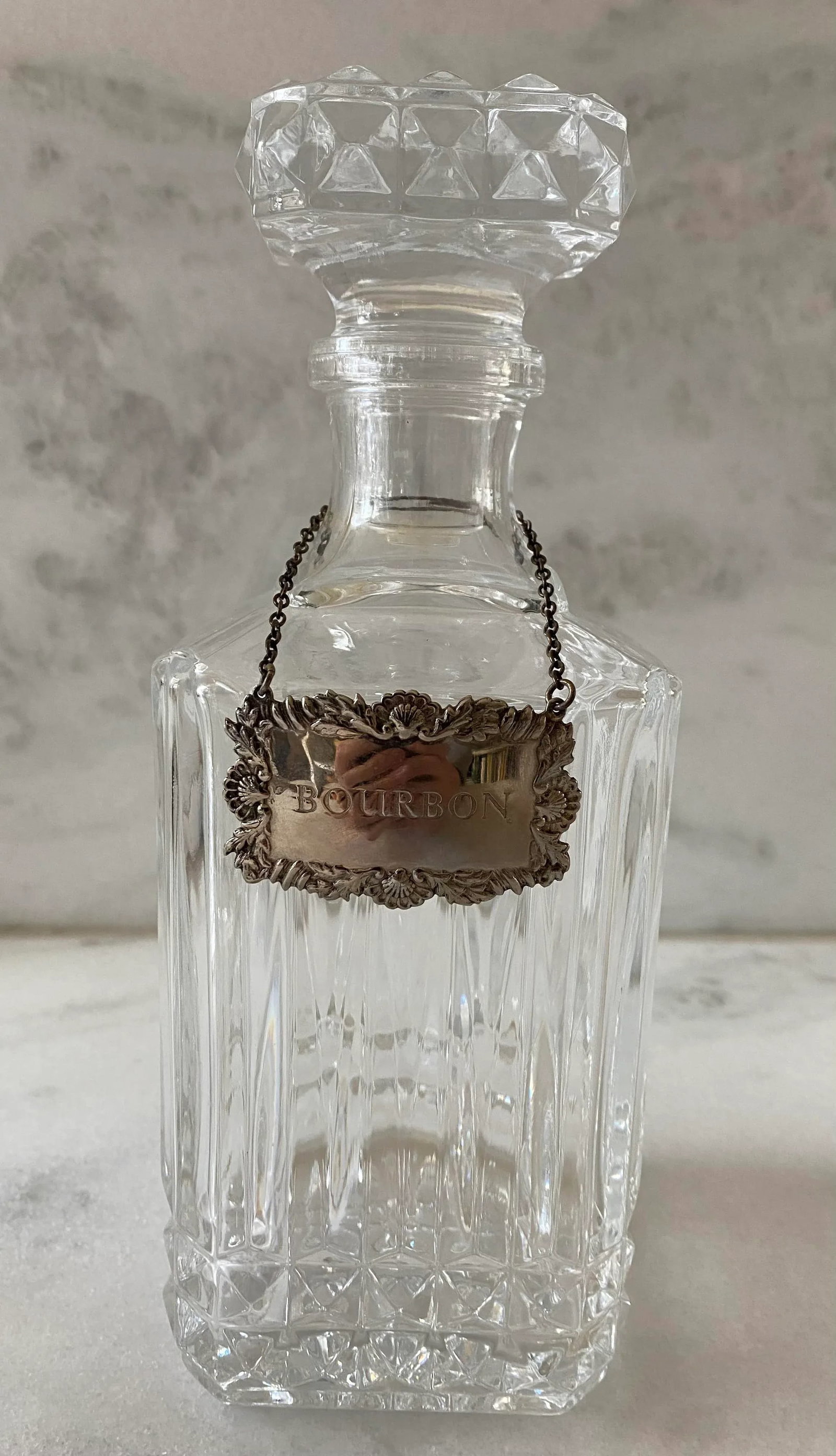 Vintage Sqaure Cut Crystal Glass Decanters With Diamond Point Pattern - Set of 3 - 6