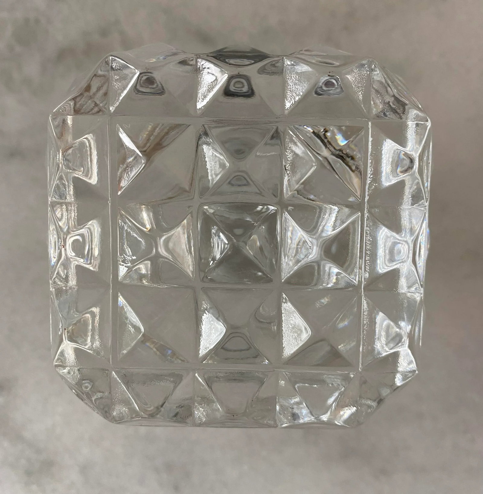 Vintage Sqaure Cut Crystal Glass Decanters With Diamond Point Pattern - Set of 3 - 8