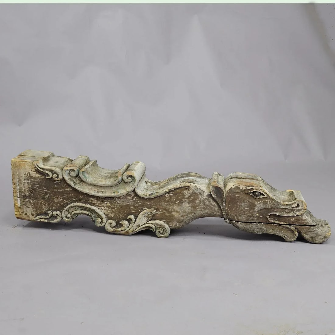 Set of Three Historical Dragon Head Wood Beams - 3